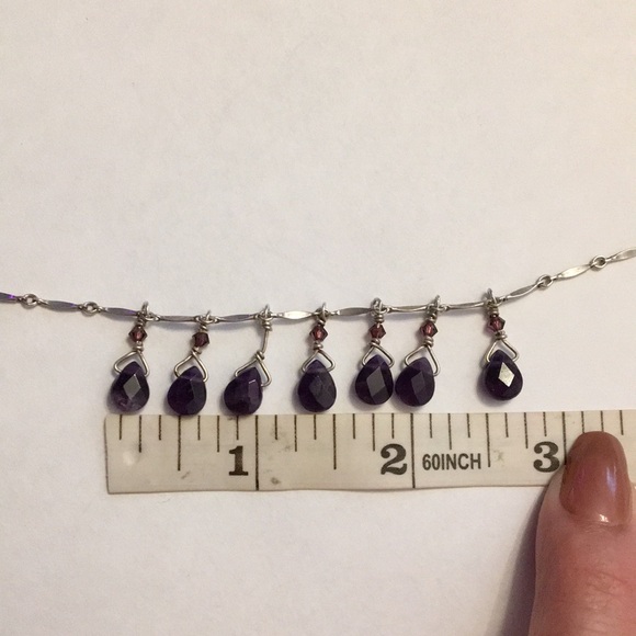 Sterling & Amethyst teardrops vintage artisan necklace - Picture 16 of 16
